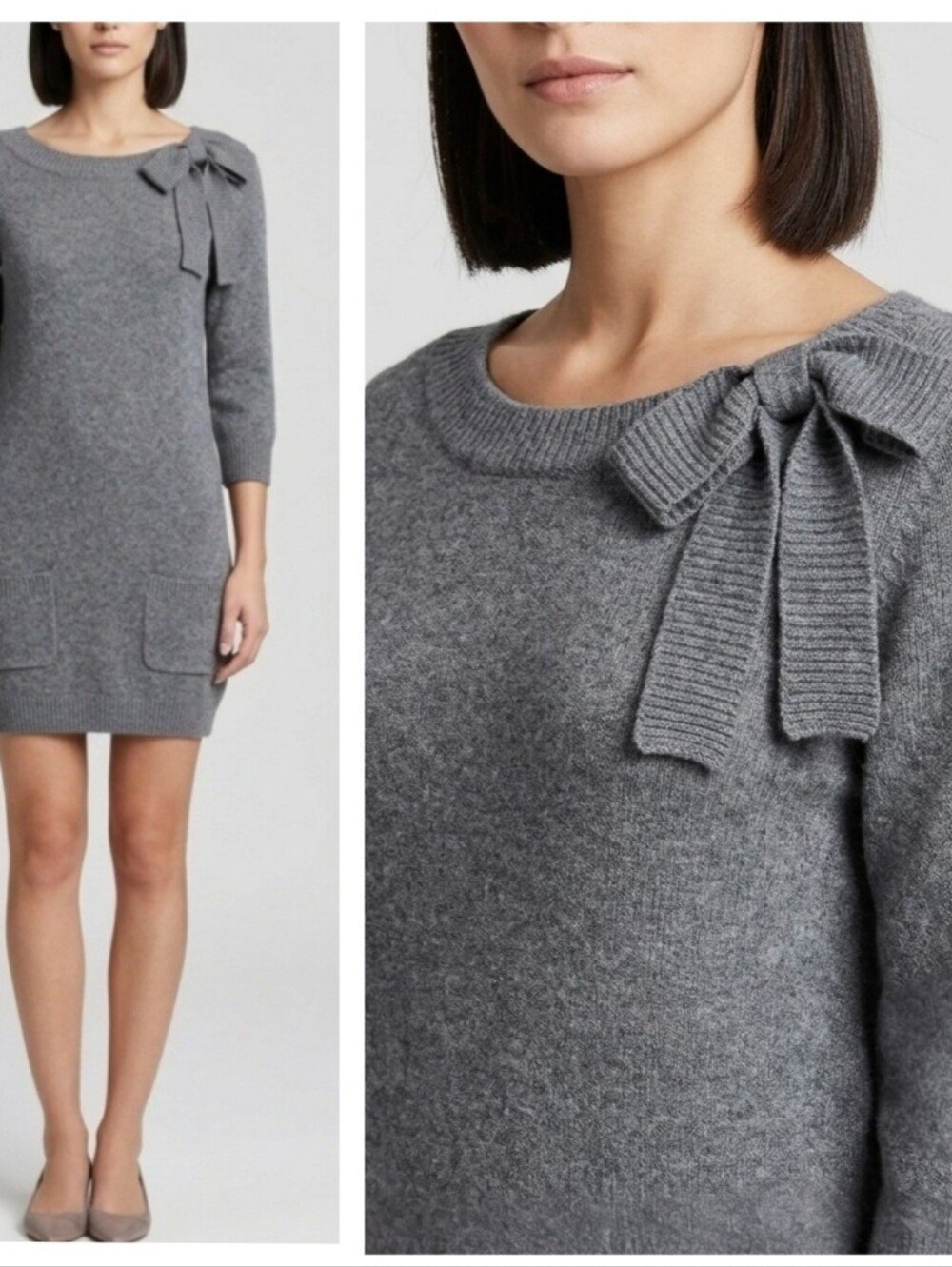 Juicy Couture Grey Cashmere Cotton Blend Mini Sweater Dress Women's Size S
